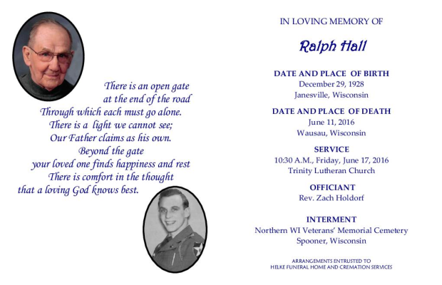 Ralph Hall Memorial Folder