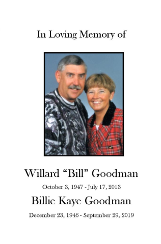 Billie Goodman Memorial Folder