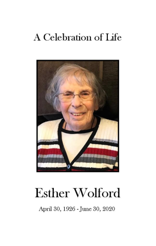 Esther Wolford Memorial Folder