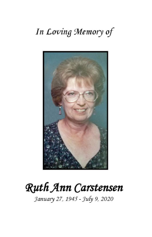 Ruth Ann Carstensen Memorial Folder