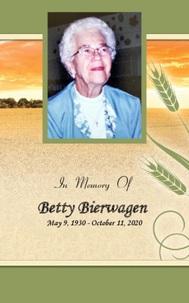 Betty Bierwagen Memorial Folder