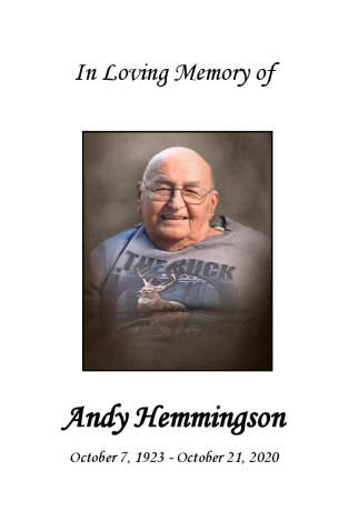 Andrew "Andy"  Hemmingson, Jr. Memorial Folder