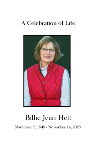 Billie Hett (Vigil) Memorial Folder