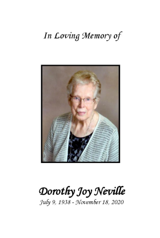 Dorothy Joy Neville Memorial Folder