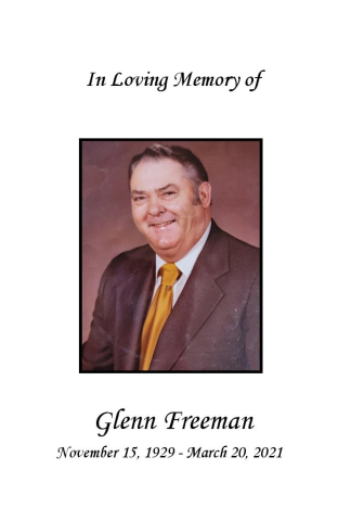 Glenn Freeman Memorial Folder