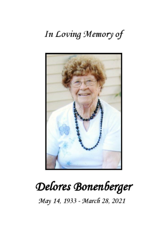 Delores Bonenberger Memorial Folder