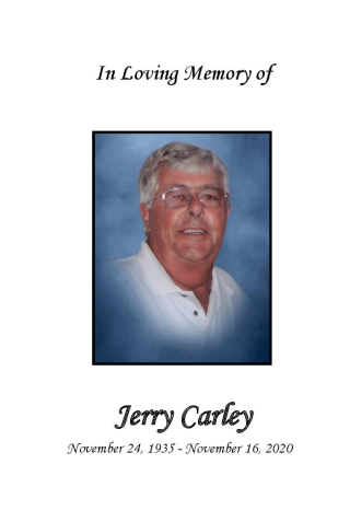 Gerald "Jerry"  Carley Memorial Folder