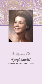 Karyl  Sandal Funeral Memorial Folder