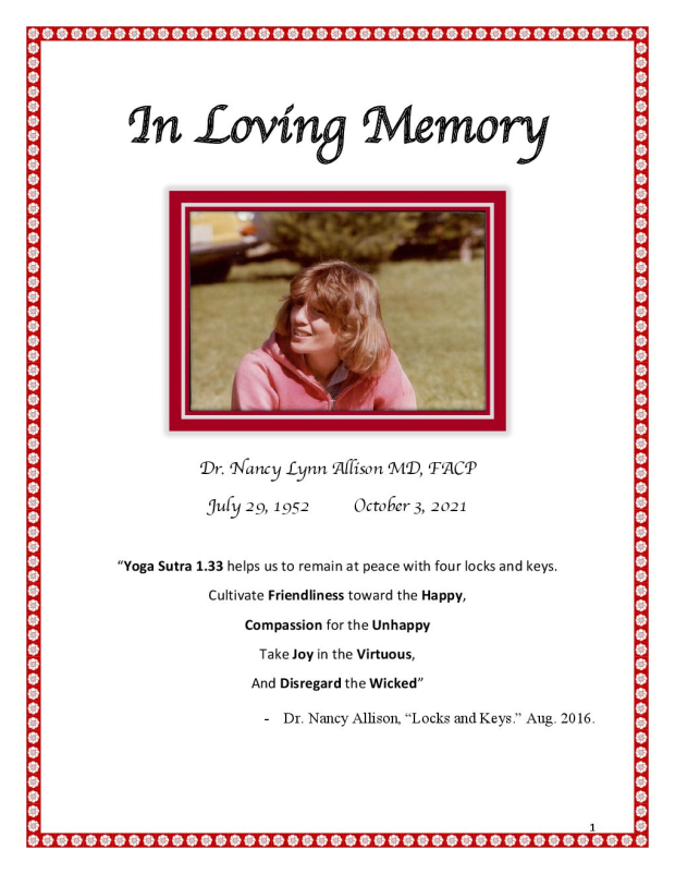 Nancy Allison Memorial Folder