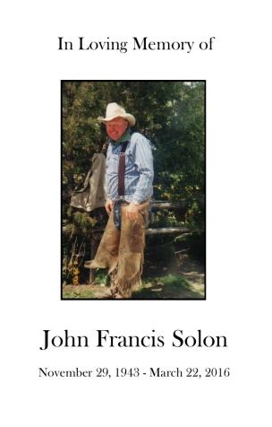 John Solon Memorial Folder
