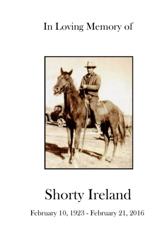 Forrest "Shorty" Ireland Memorial Folder