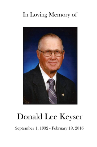 Donald "Don" Keyser Memorial Folder