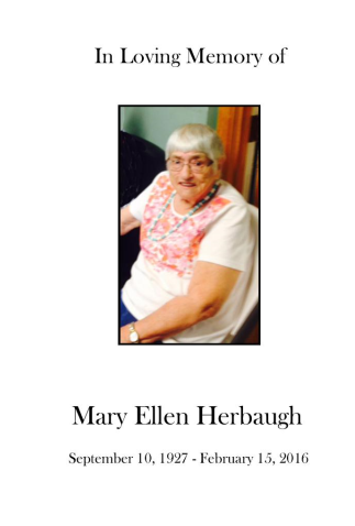 Mary Ellen Herbaugh Memorial Folder