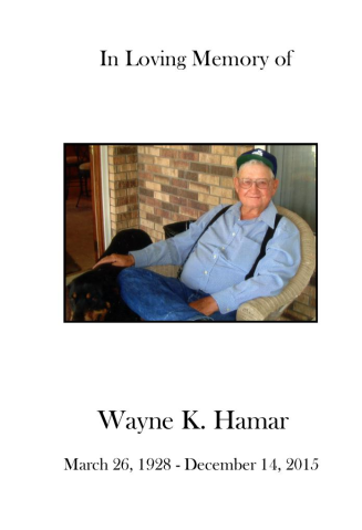Wayne Hamar Memorial Folder