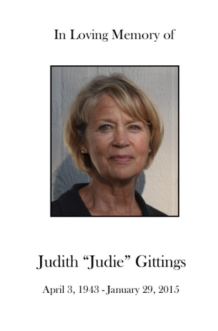 Judith "Judie" Gittings Memorial Folder