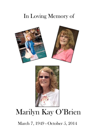 Marilyn O'Brien Memorial Folder