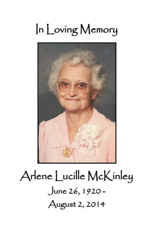 Arlene McKinley Memorial Folder