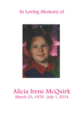 Alicia McQuirk Memorial Folder