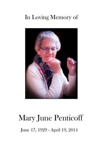 Mary June Penticoff Memorial Folder