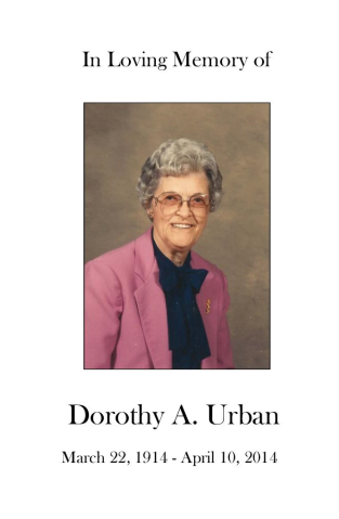 Dorothy Urban Memorial Folder