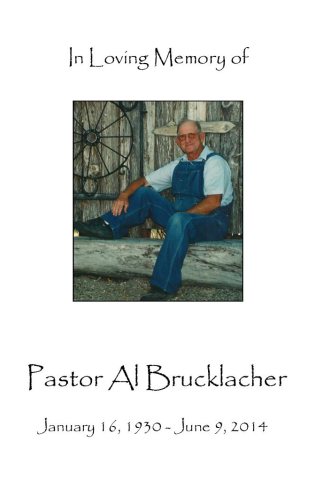Pastor Al Brucklacher Memorial Folder