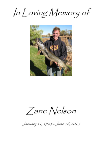 Zane Nelson Memorial Folder