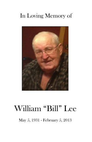 William "Bill" Lee Memorial Folder