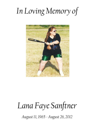 Lana Faye Sanftner Memorial Folder