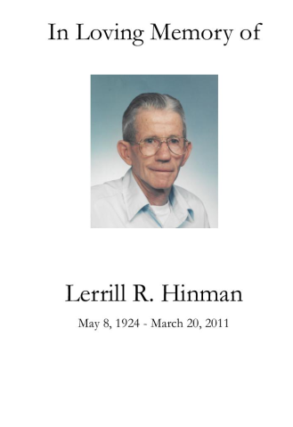 Lerrill Hinman Memorial Folder