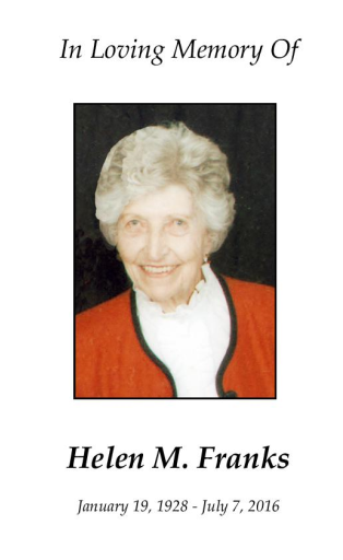 Helen  Franks Memorial Folder