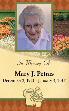Mary Petras Memorial Folder