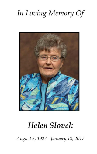 Helen Slovek Memorial Folder