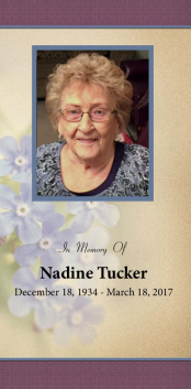 Nadine  Tucker Memorial Folder