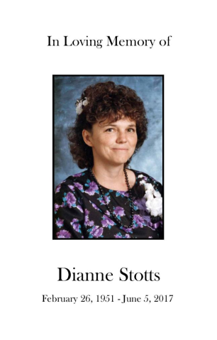 Dianne Stotts Memorial Folder