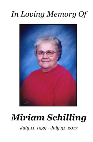 Miriam Schilling Memorial Folder