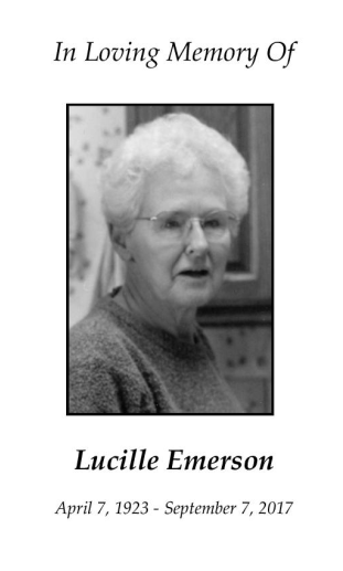 Lucille Emerson Memorial Folder