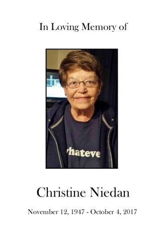 Christine Niedan Memorial Folder