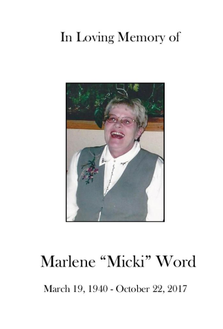 Micki Word Memorial Folder