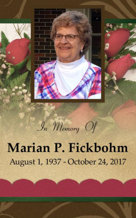 Marian Fickbohm Memorial Folder