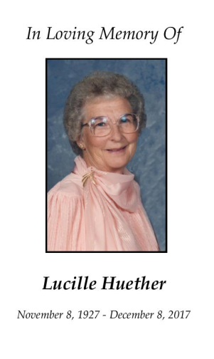 Lucille Huether Memorial Folder