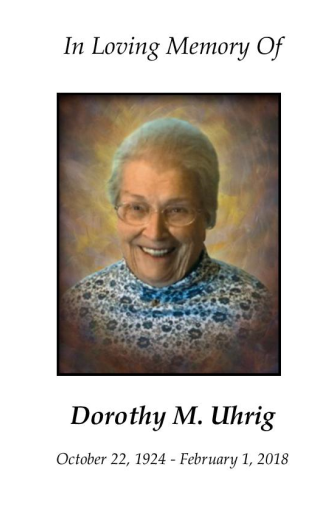Dorothy Uhrig Memorial Folder