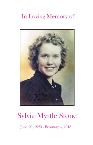Sylvia Stone Memorial Folder