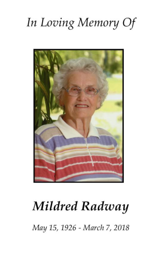 Mildred Radway Memorial Folder