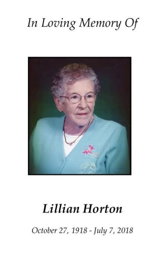 Lillian Horton Memorial Folder