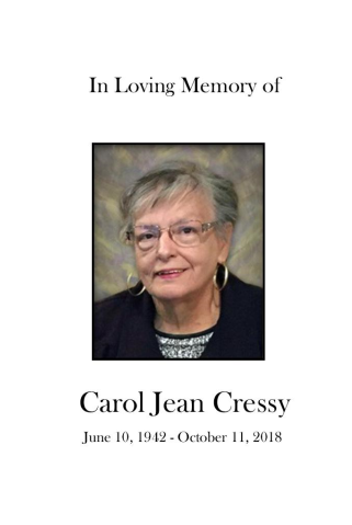 Carol Cressy Memorial Folder