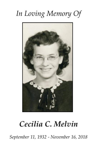 Cecilia Melvin Memorial Folder