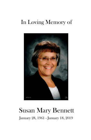 Susan Bennett Memorial Folder
