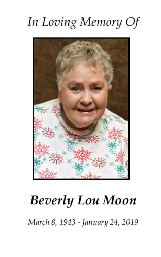 Beverly  Moon Memorial Folder