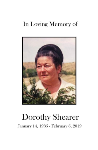 Dorothy Shearer Memorial Folder