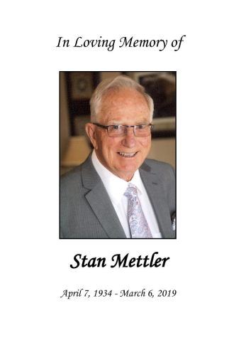 Stanley  Mettler Memorial Folder